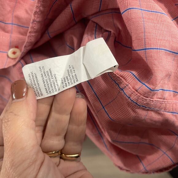 Izod shirt men's size large button down up red blue stripe striped plaid classic - Picture 9 of 12